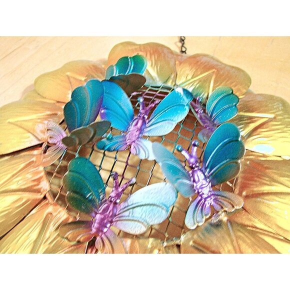 NEW True Living Outdoors Wind Chimes Multicolor Metal Floral Butterfly 26" NWT - Picture 4 of 8
